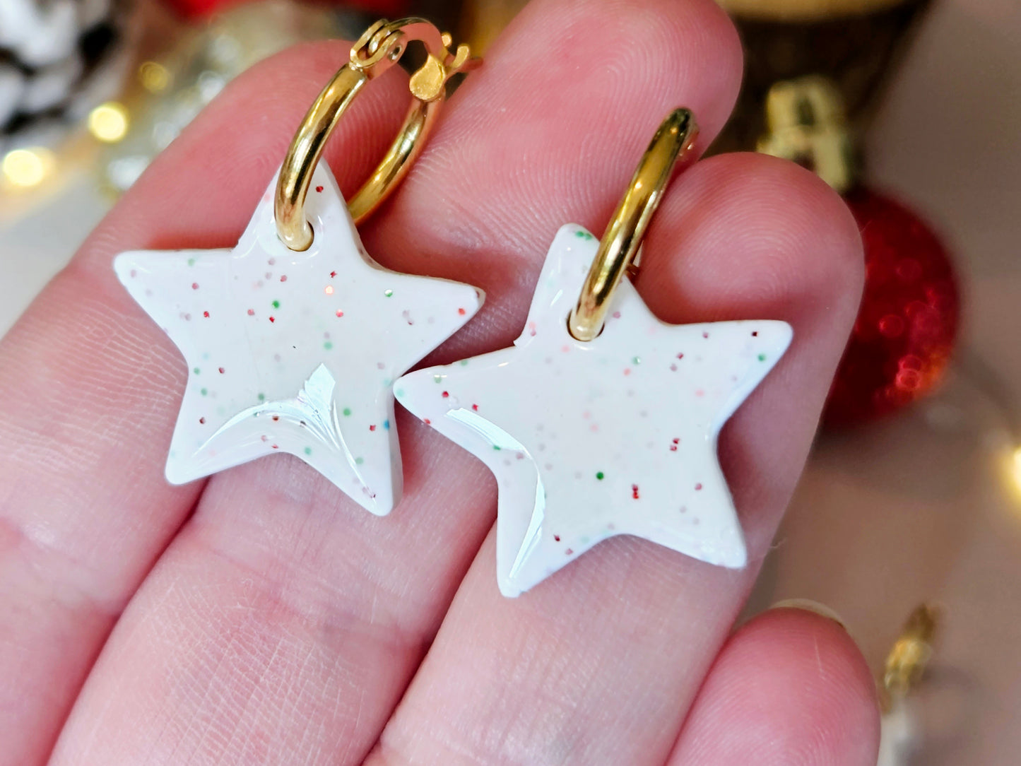 Christmas Star Sparkle Mini Hoops