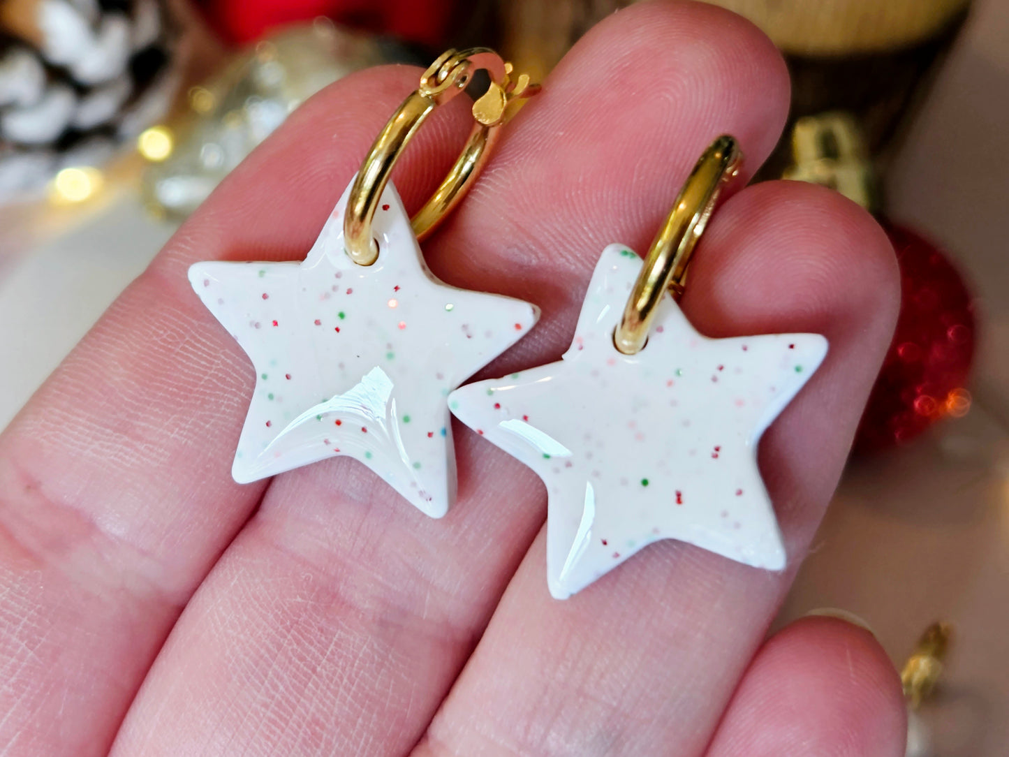 Christmas Star Sparkle Mini Hoops