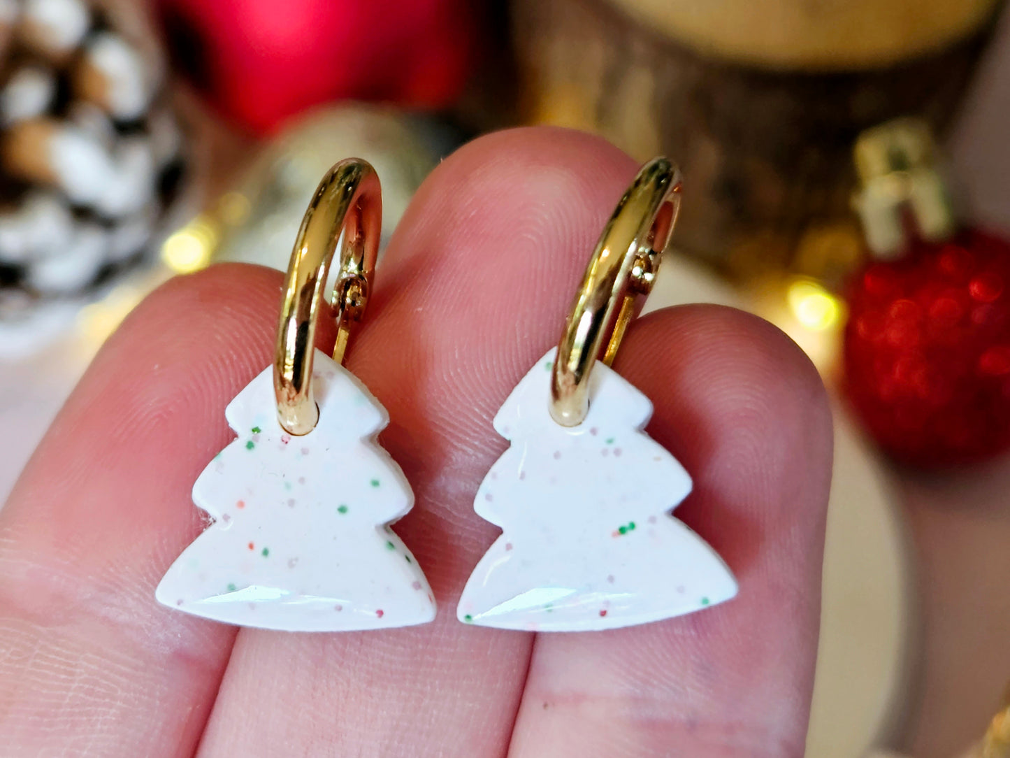 Christmas Tree Sparkle Mini Hoops