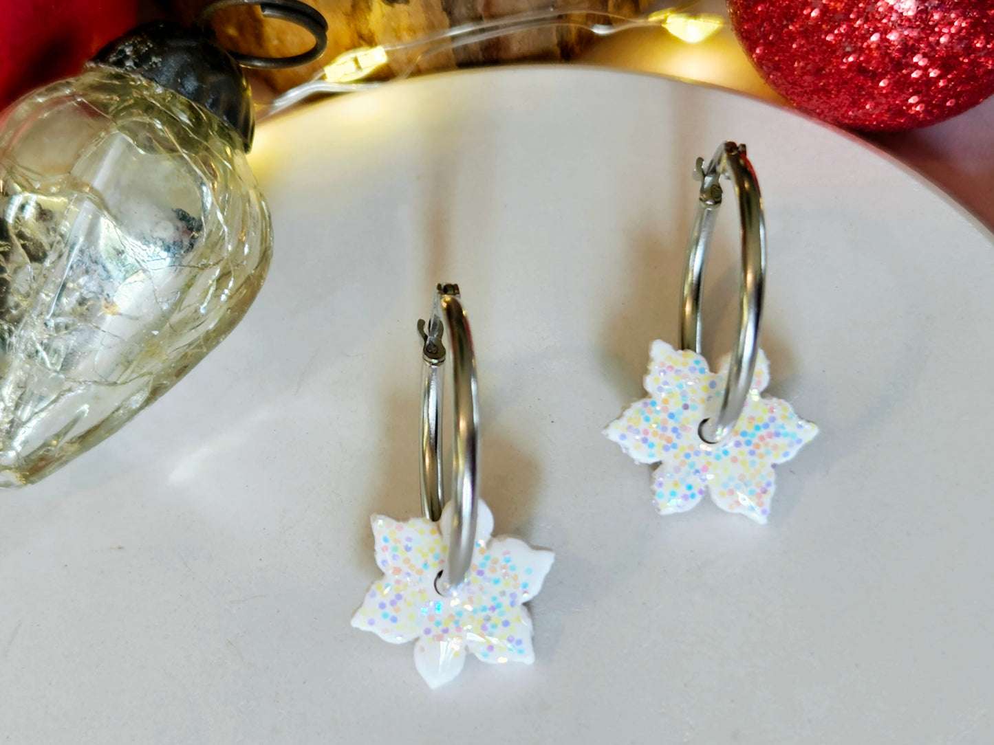 Christmas Snowflakes Sparkle Hoops