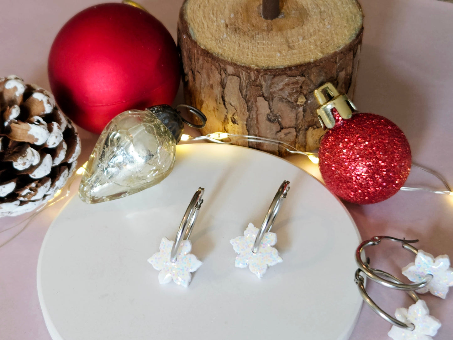 Christmas Snowflakes Sparkle Hoops