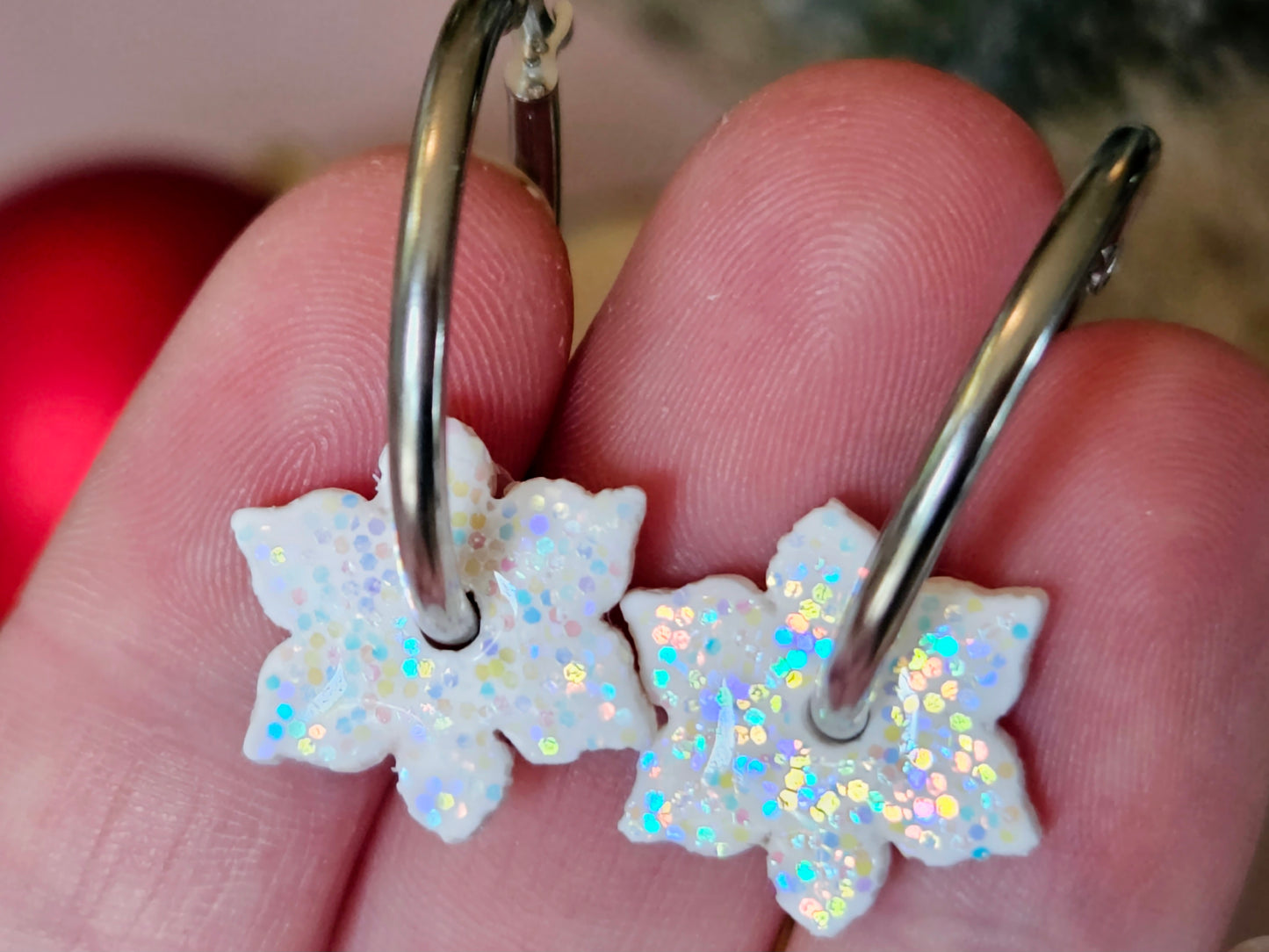 Christmas Snowflakes Sparkle Hoops