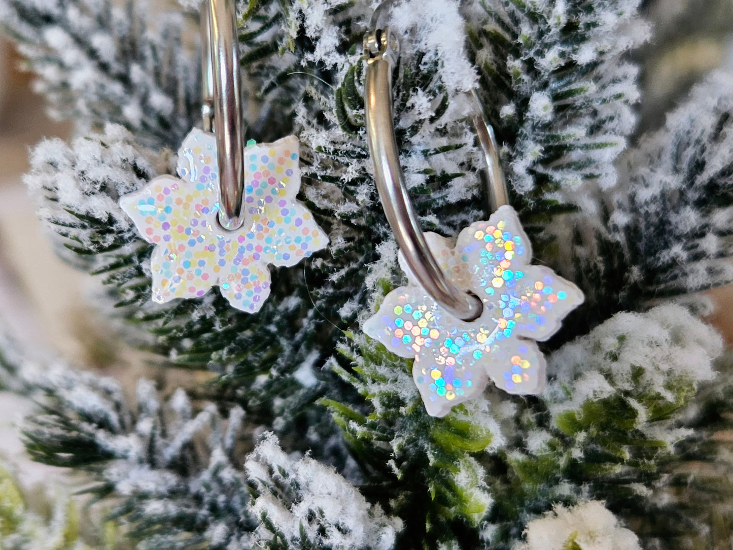 Christmas Snowflakes Sparkle Hoops