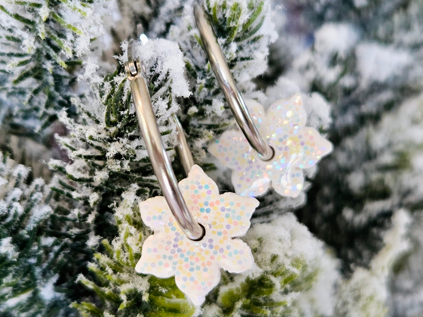 Christmas Snowflakes Sparkle Hoops