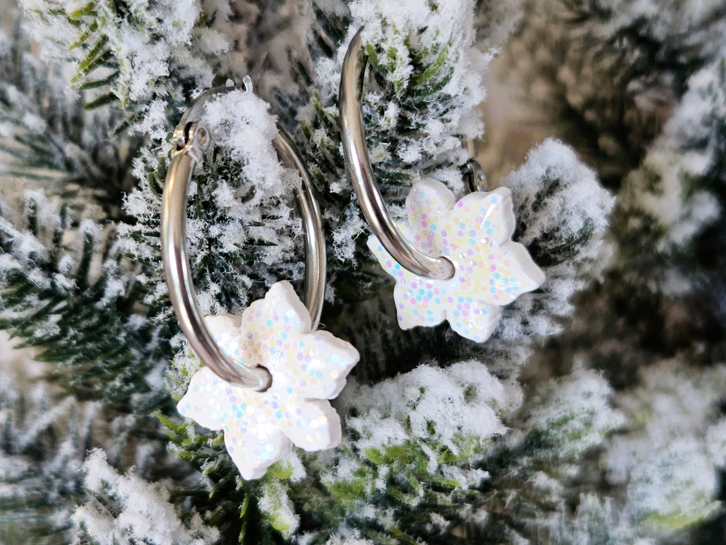 Christmas Snowflakes Sparkle Hoops