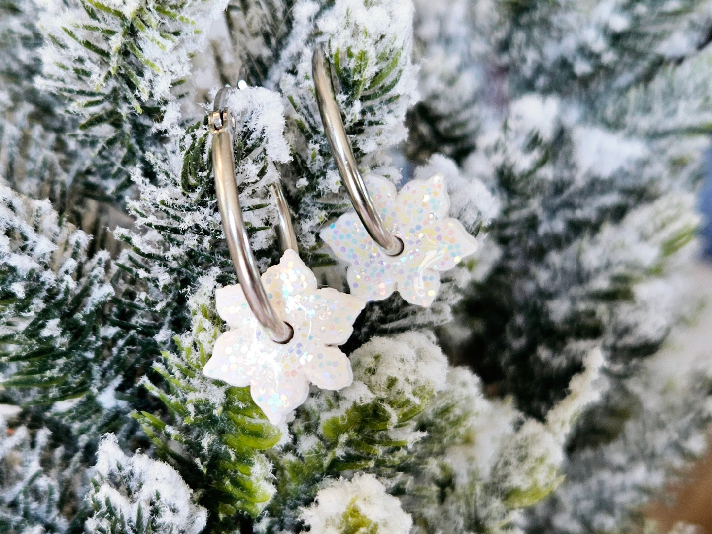 Christmas Snowflakes Sparkle Hoops