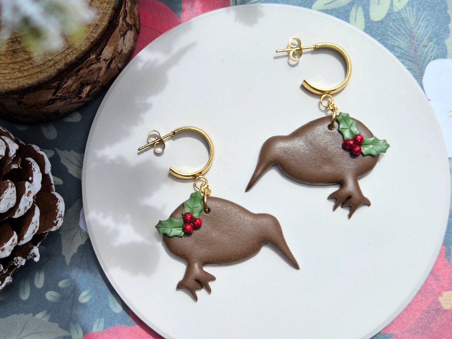 Kiwi Christmas Earrings