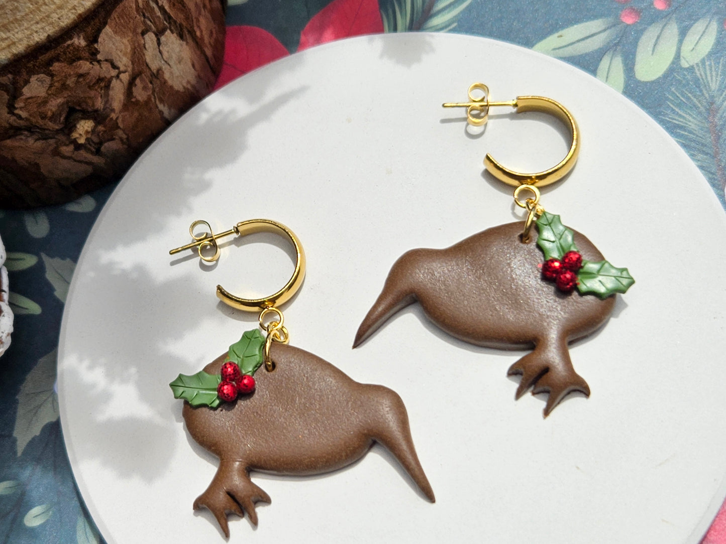 Kiwi Christmas Earrings