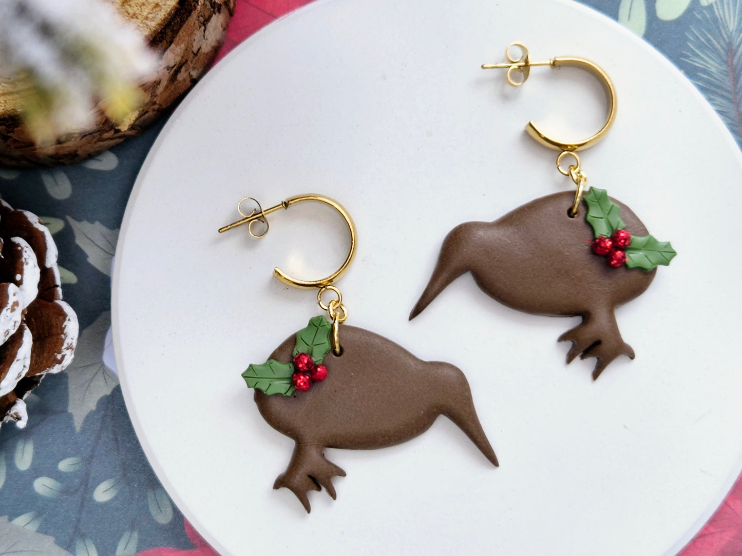 Kiwi Christmas Earrings