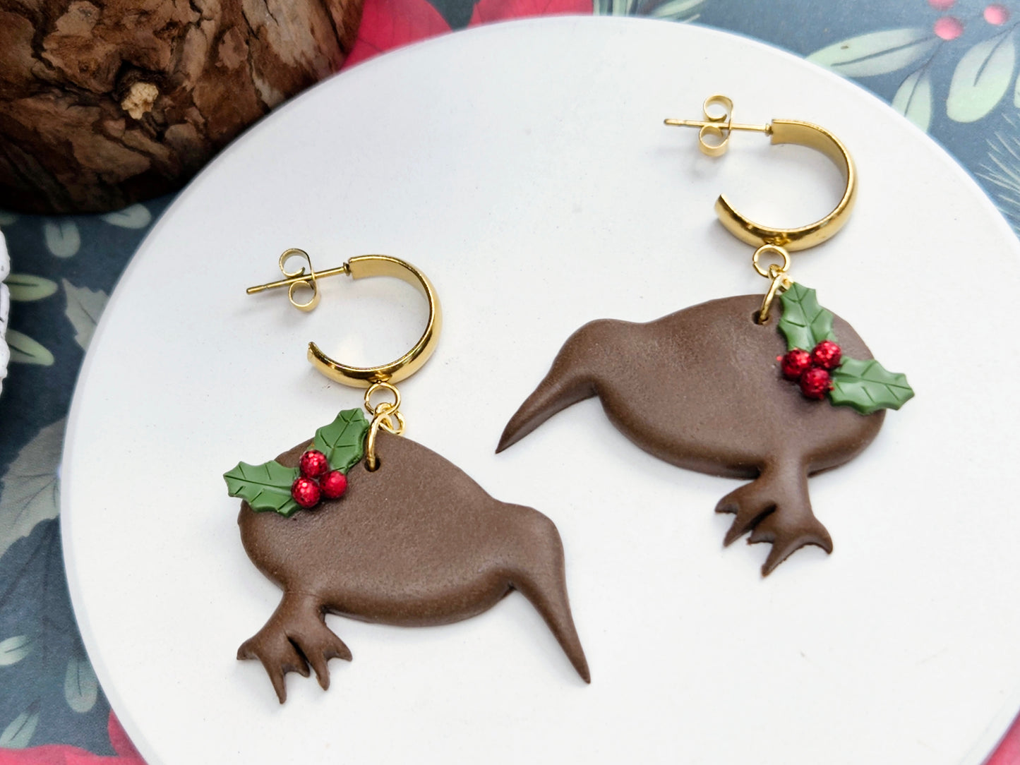 Kiwi Christmas Earrings