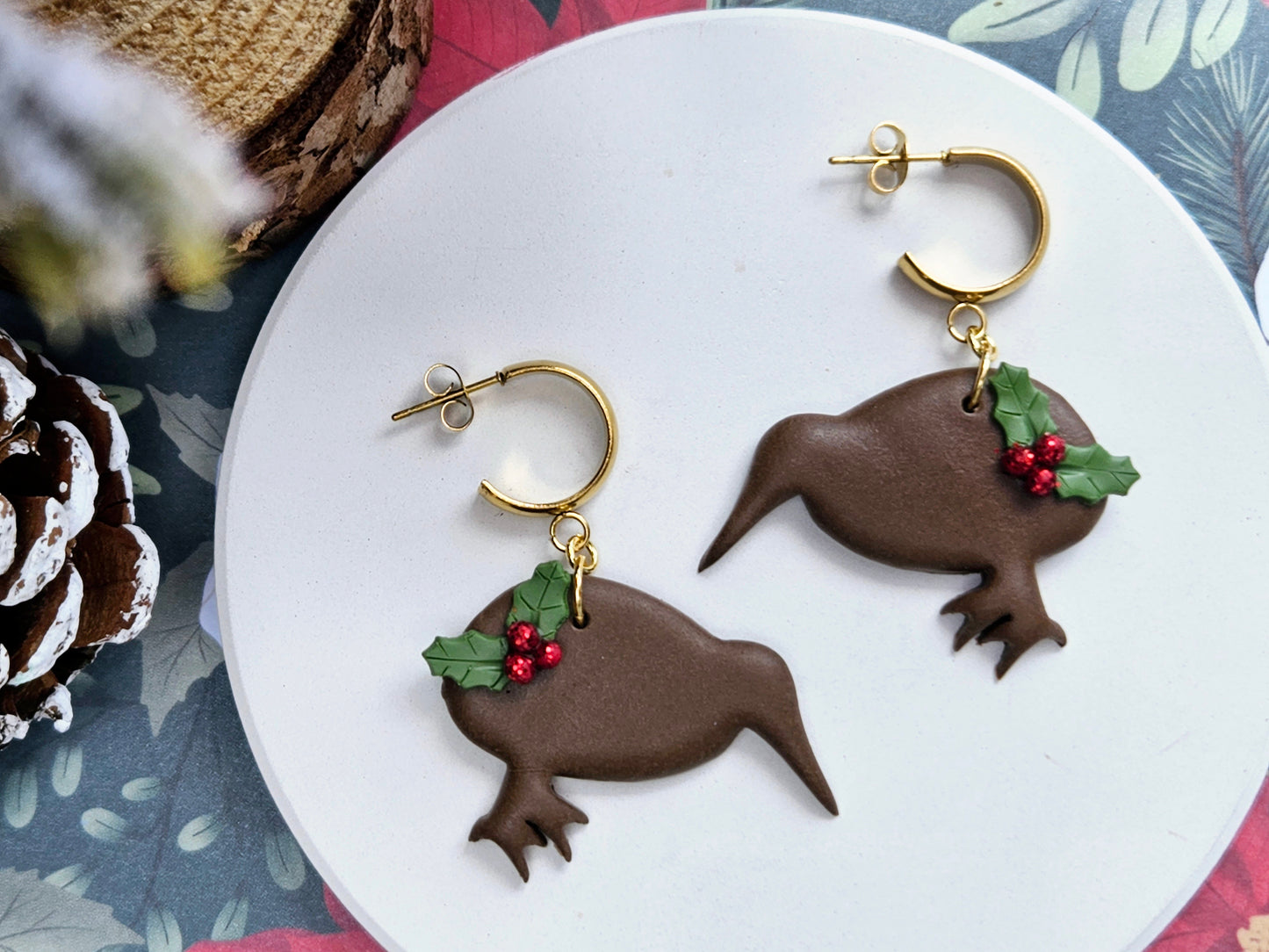 Kiwi Christmas Earrings