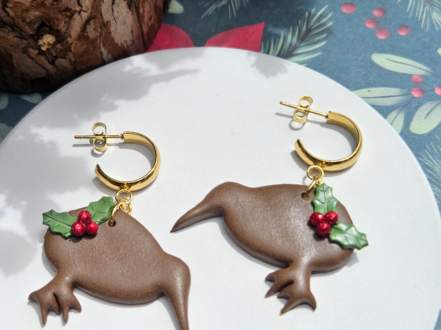 Kiwi Christmas Earrings