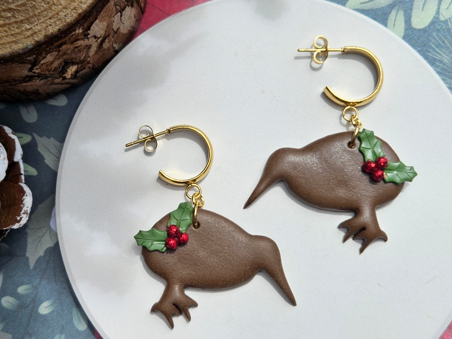 Kiwi Christmas Earrings