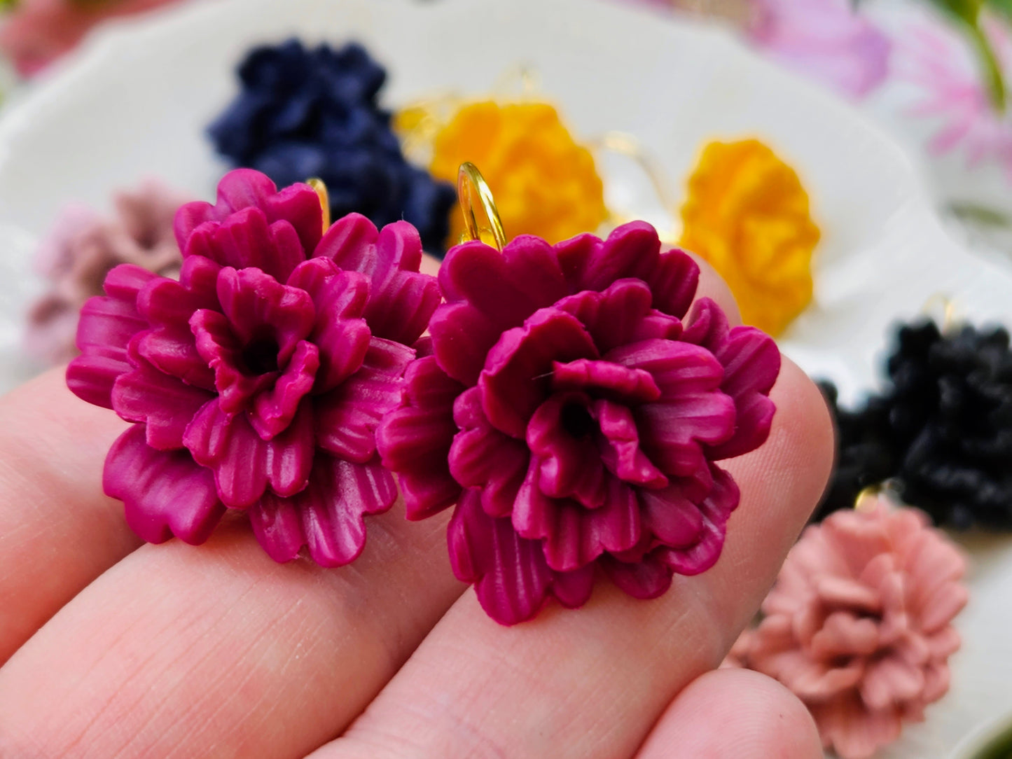 Carnation Deep Magenta Earrings