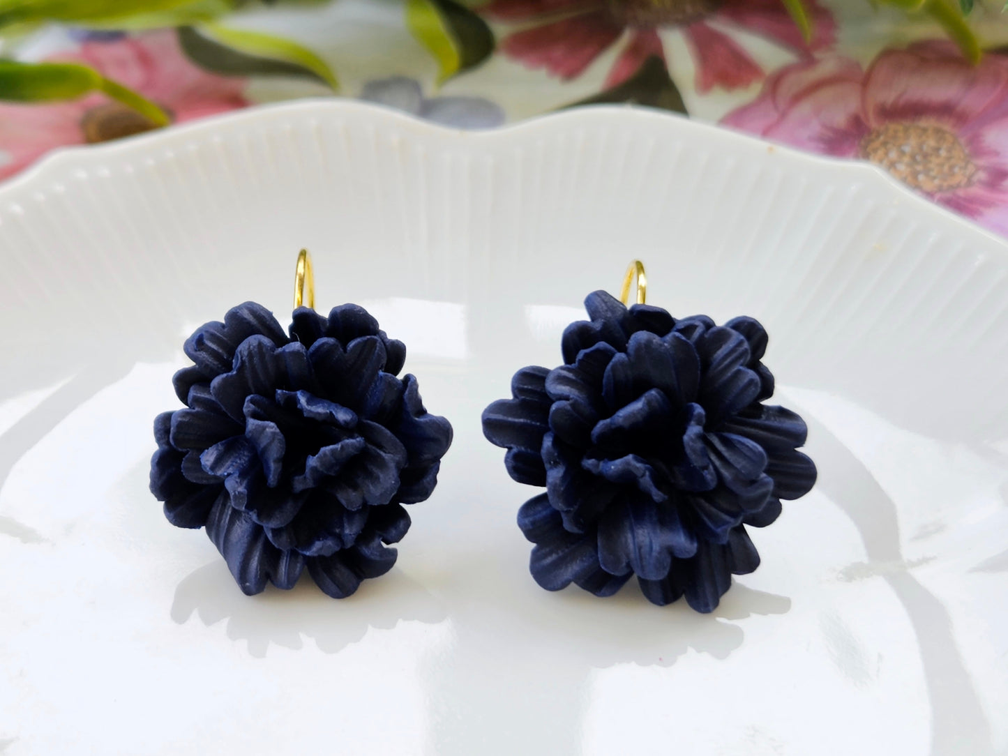 Carnation Navy Earrings