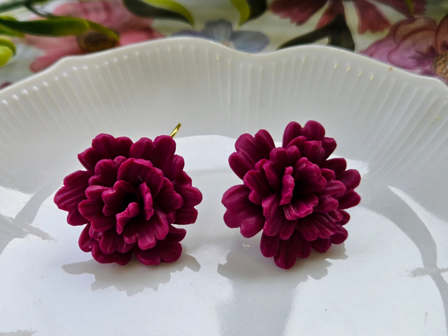 Carnation Deep Magenta Earrings