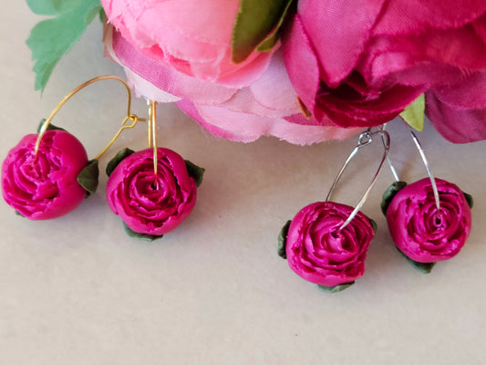 Peonies Magenta Hoops