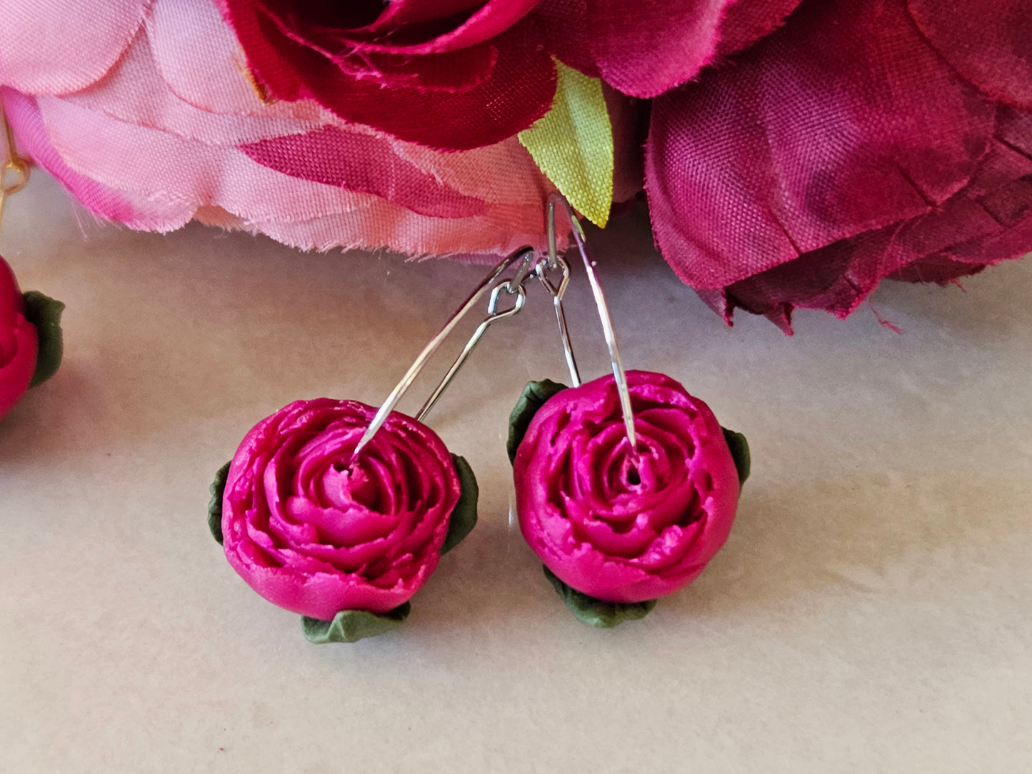 Peonies Magenta Hoops