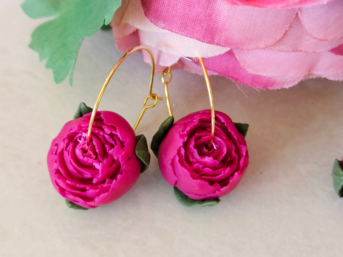 Peonies Magenta Hoops