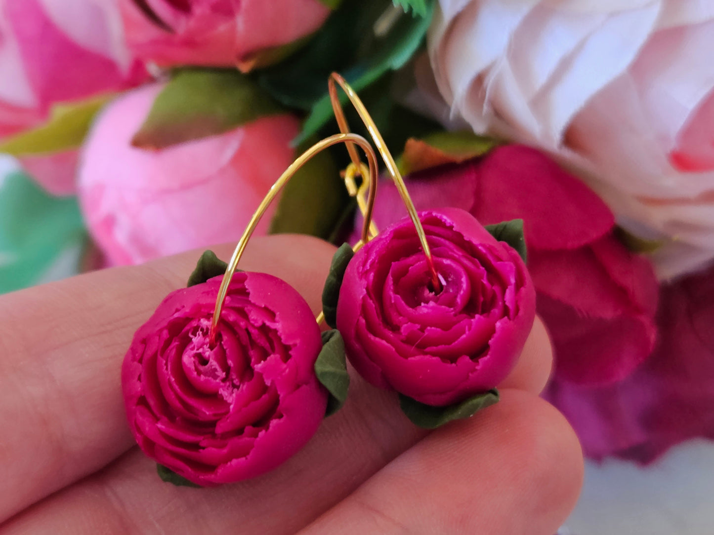 Peonies Magenta Hoops