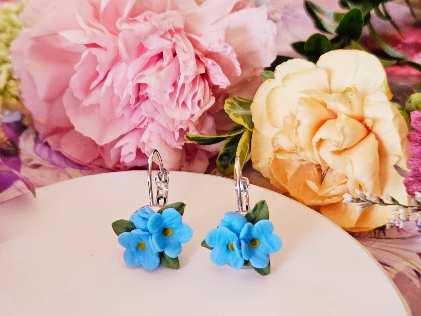 Forget Me Not Cluster Earrings