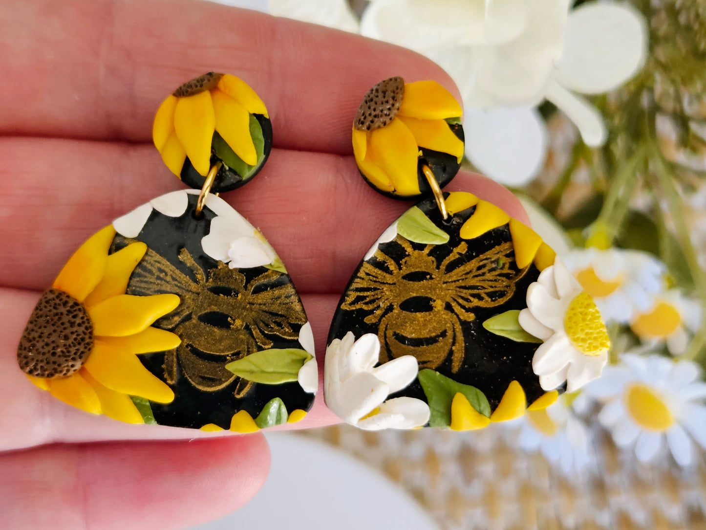 Sunflower and Daisy One Off Design Earrings