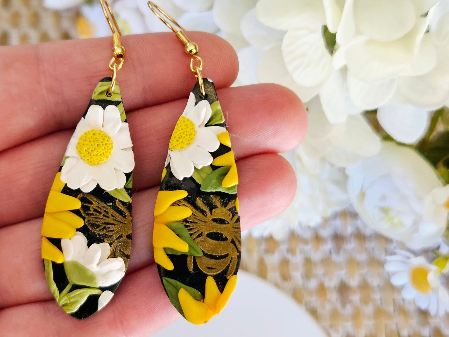 Sunflower and Daisy One Off Petal Earrings