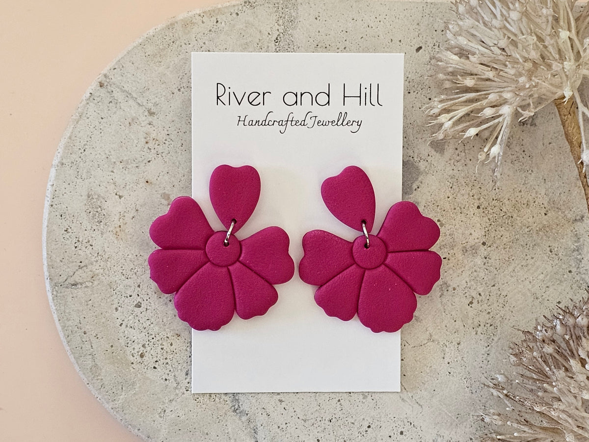 Daily Colour Magenta Petal Earrings