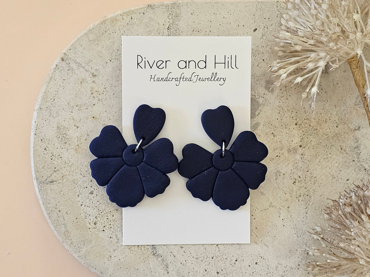 Daily Colour Navy Petal Earrings