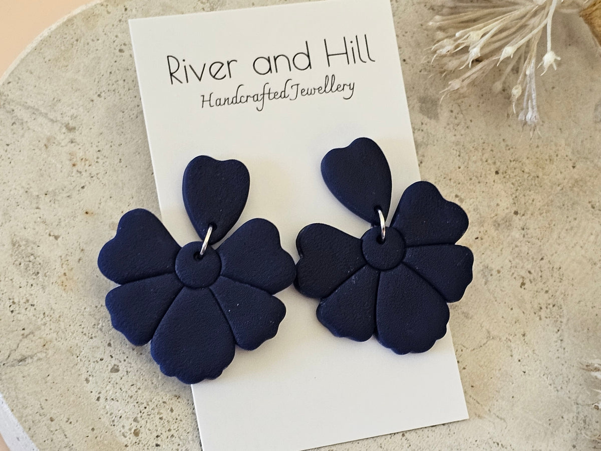 Daily Colour Navy Petal Earrings