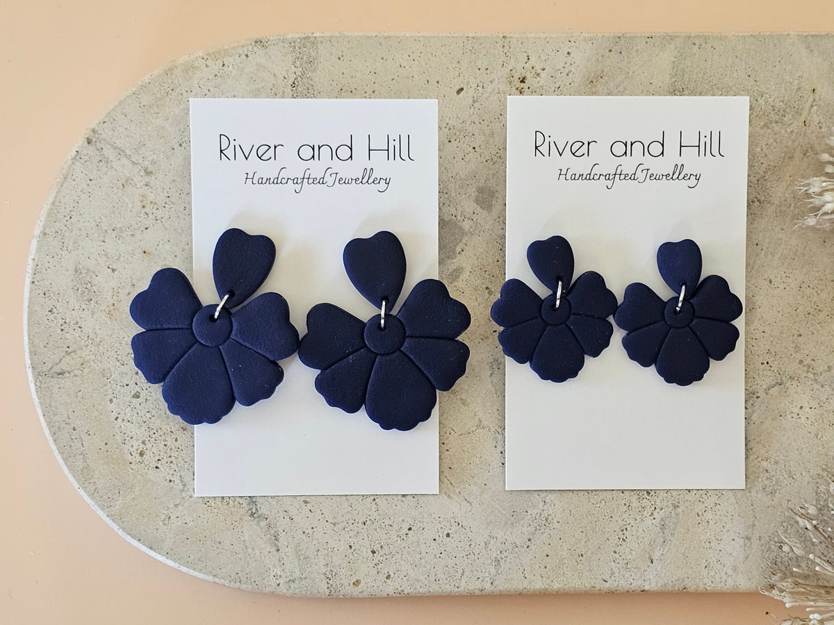 Daily Colour Navy Petal Earrings