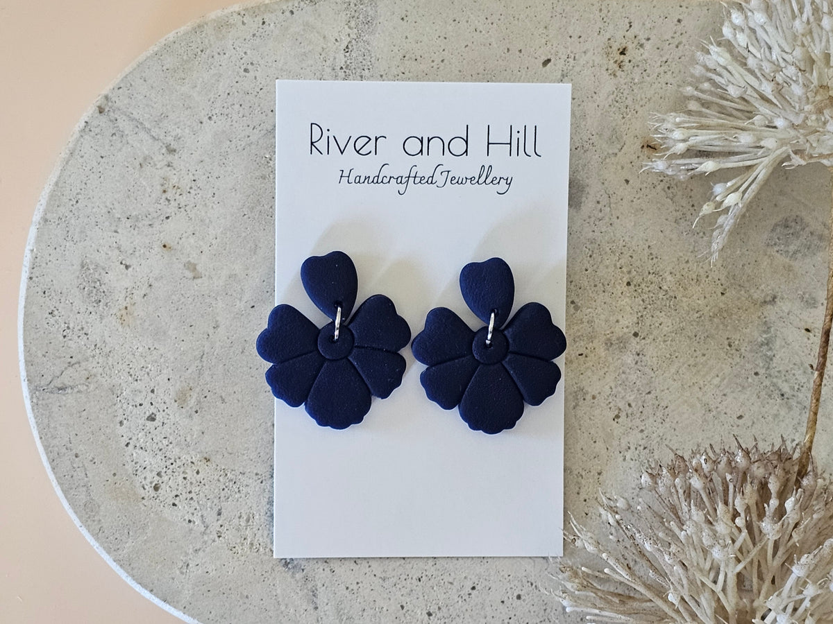 Daily Colour Navy Petal Earrings