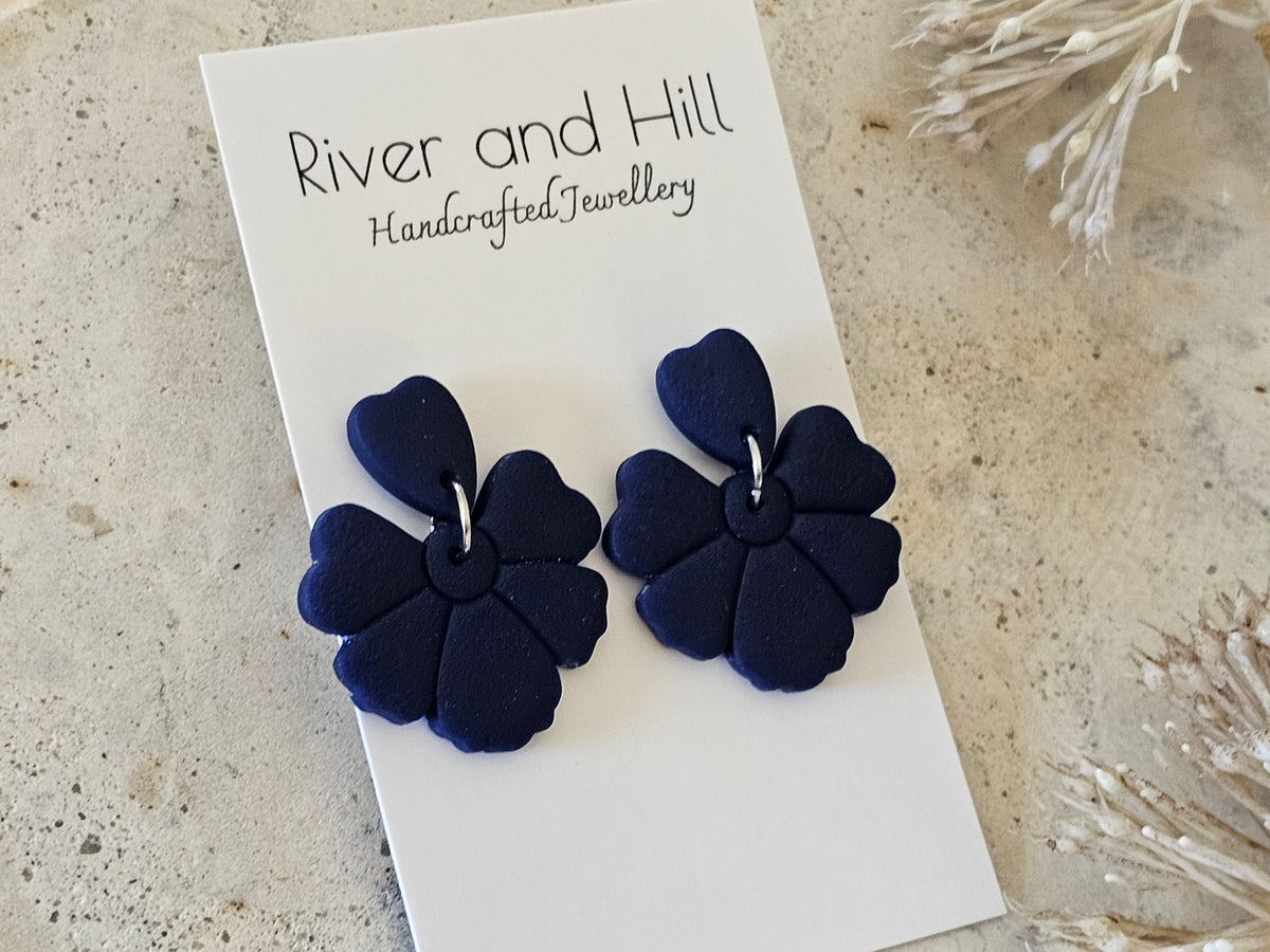 Daily Colour Navy Petal Earrings