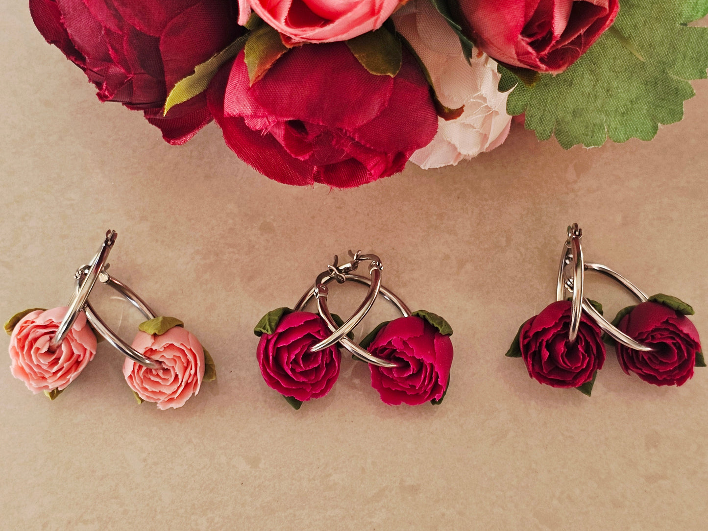 Peonies Magenta Hoops