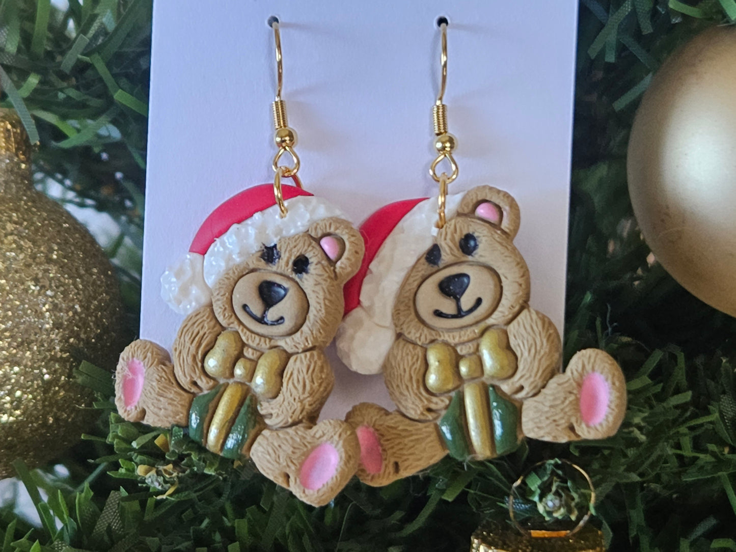 Christmas Teddy Bear Earrings