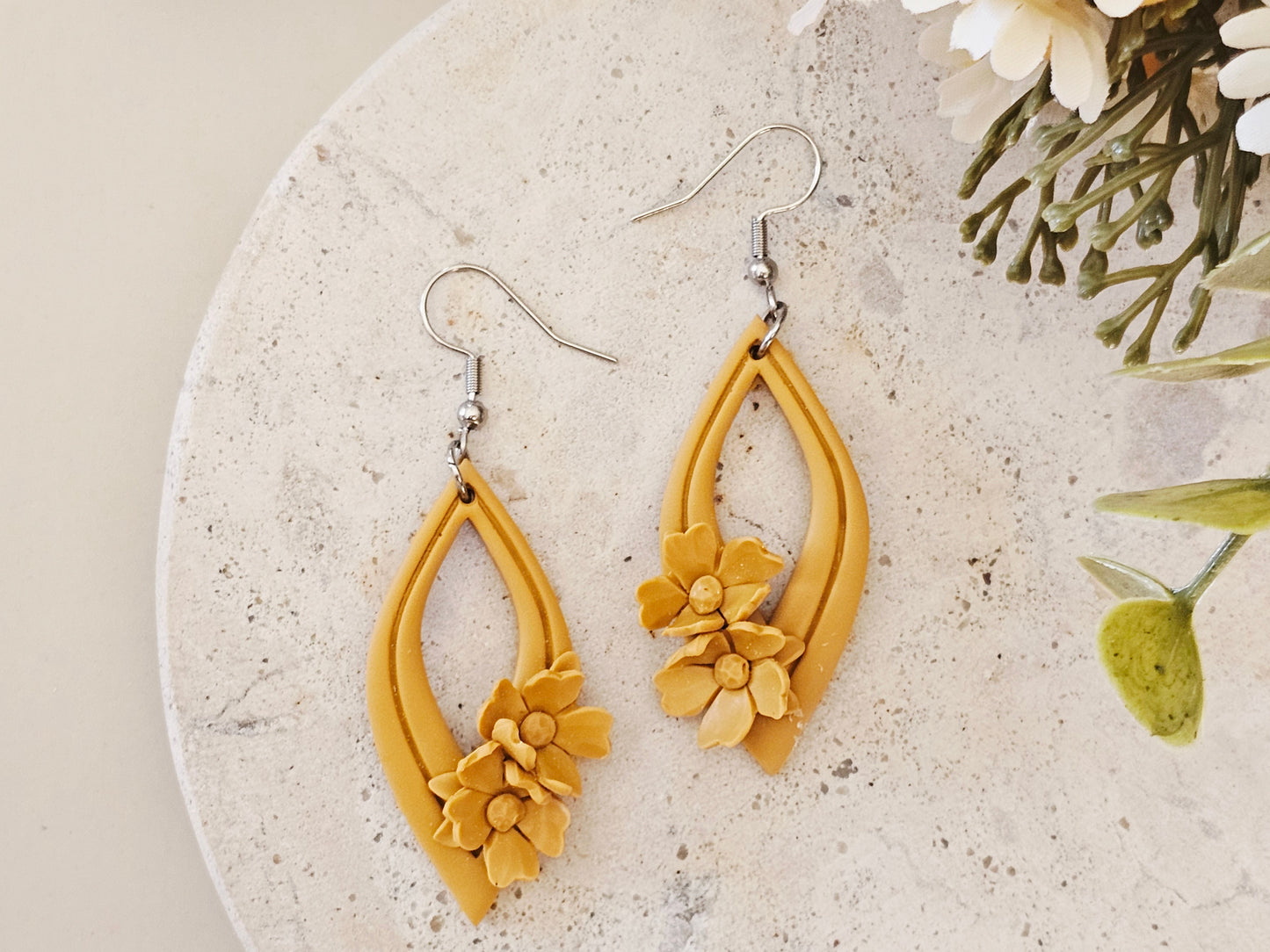 Daily Colour Mustard Floral Earrings
