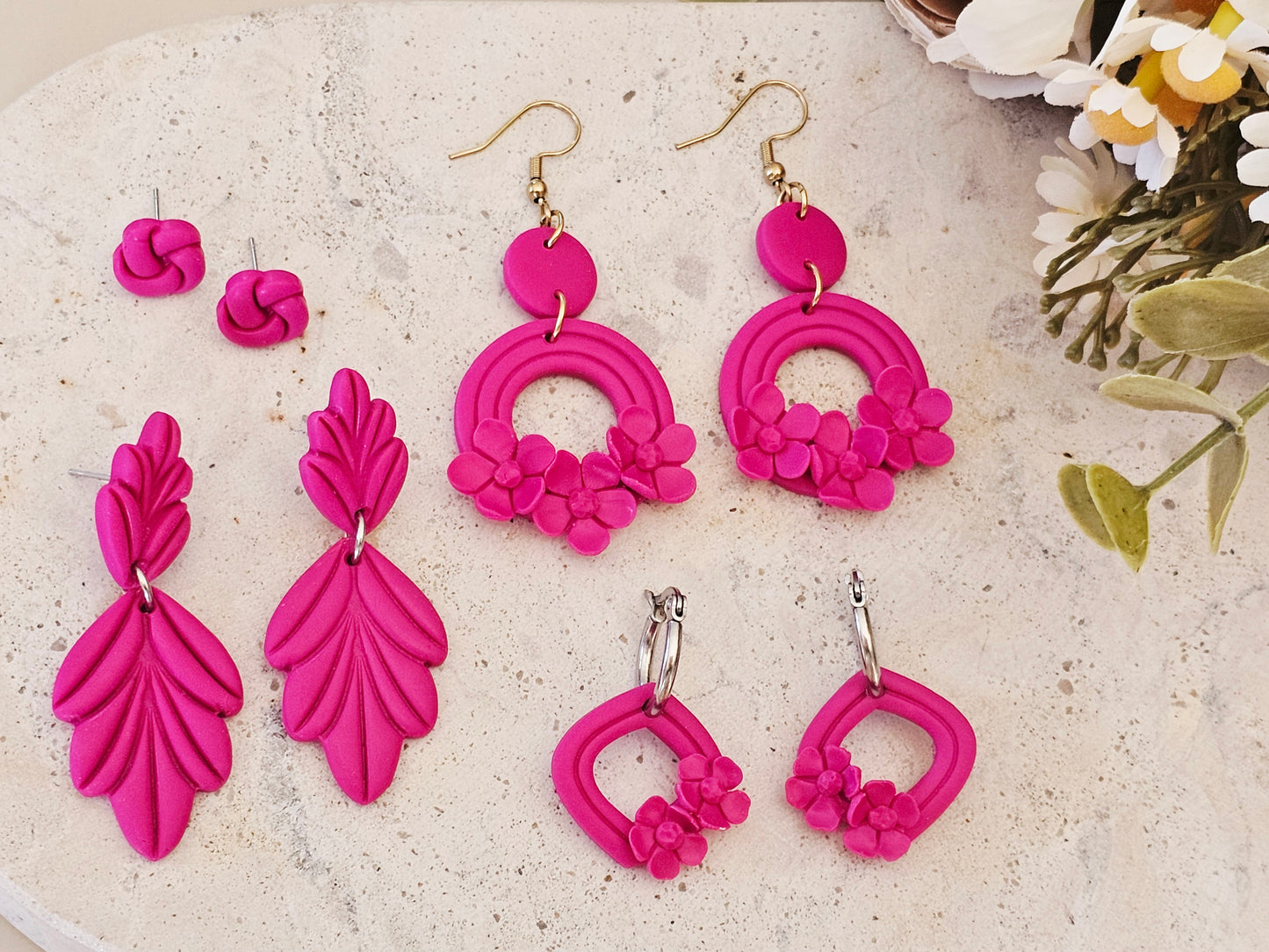 Daily Colour Magenta Floral Earrings