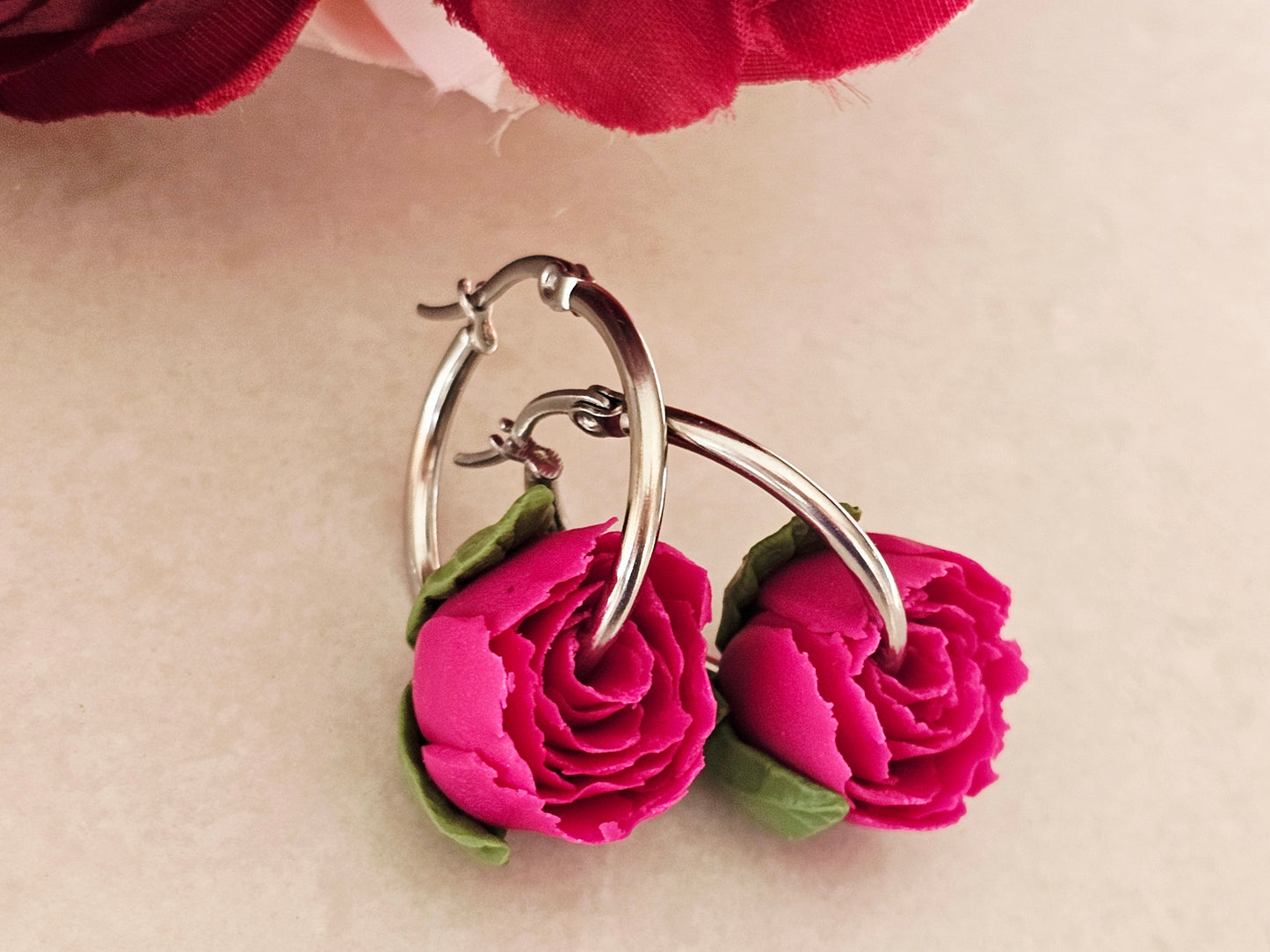 Peonies Magenta Hoops