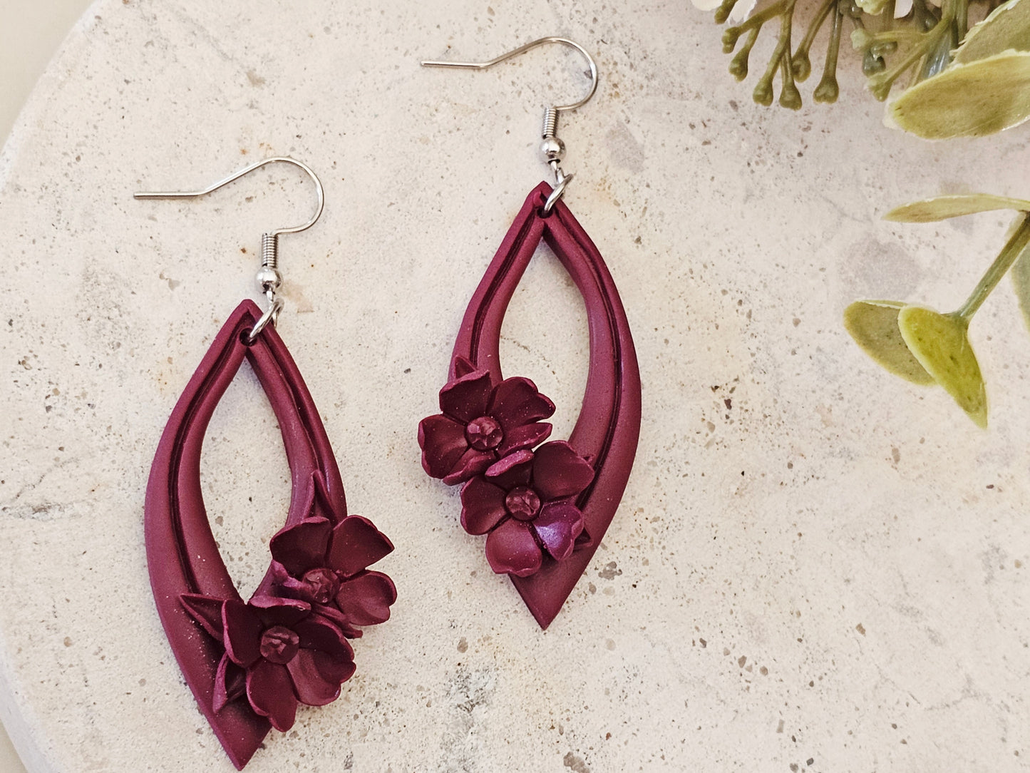 Daily Colour Burgundy Floral Earrings
