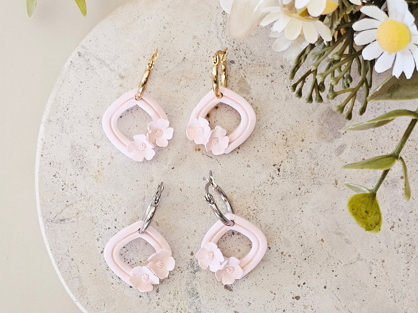 Daily Colour Pastel Pink Floral Hoops