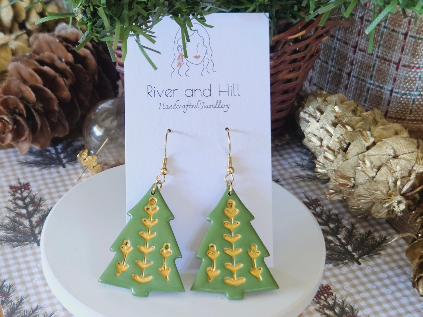Christmas Folk Tree Hook Earrings