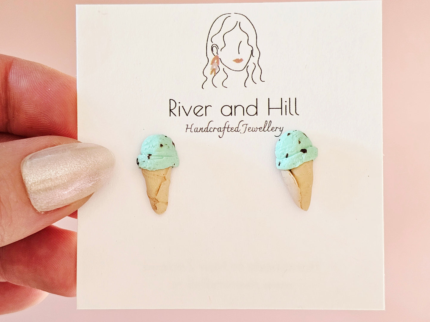 Ice Cream Cone Chocolate Mint Studs