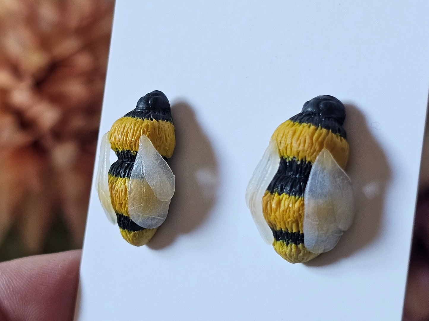 Carnation and Bumble Bee Earrings