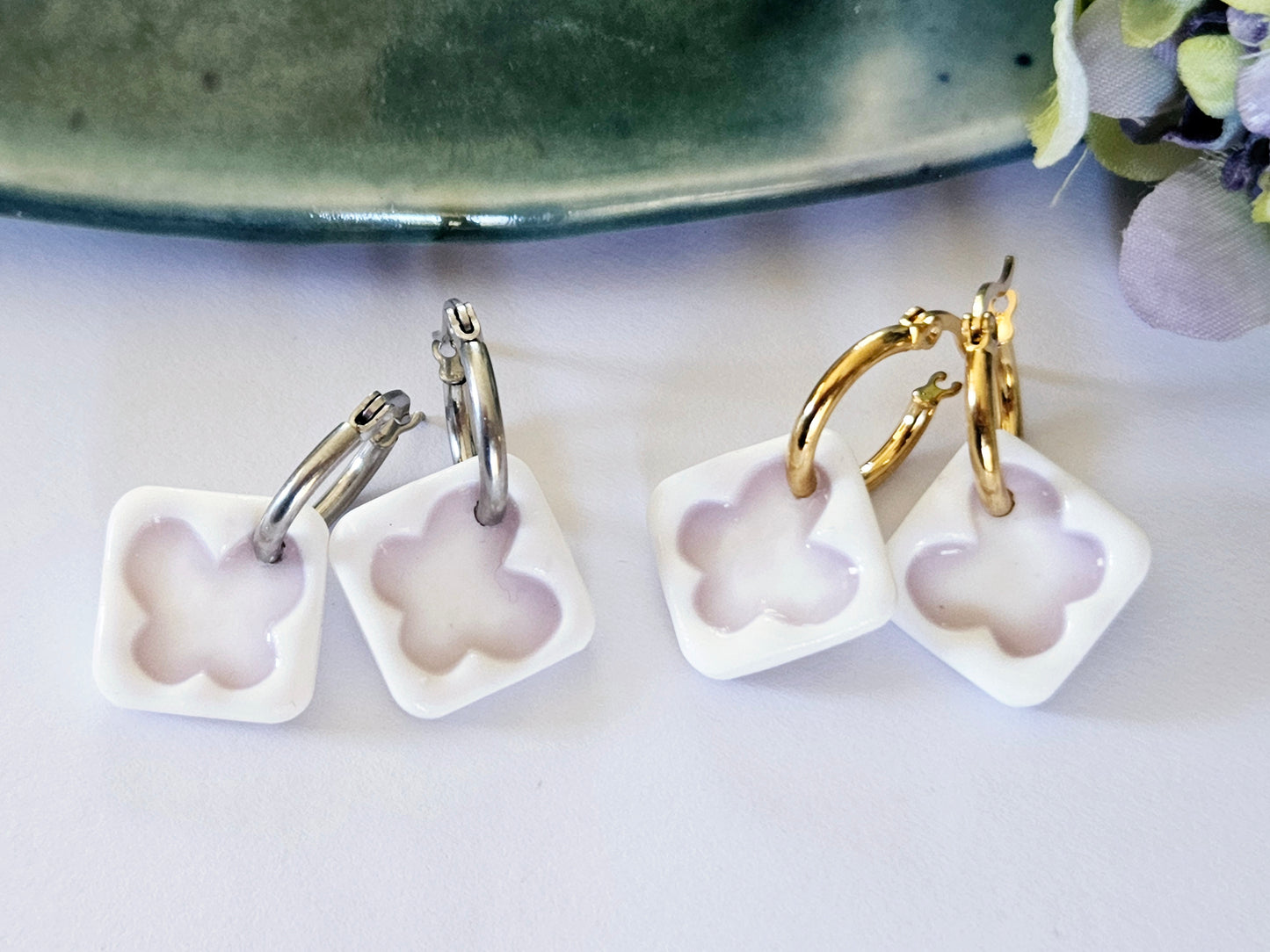 Porcelain Butterfly Hoops