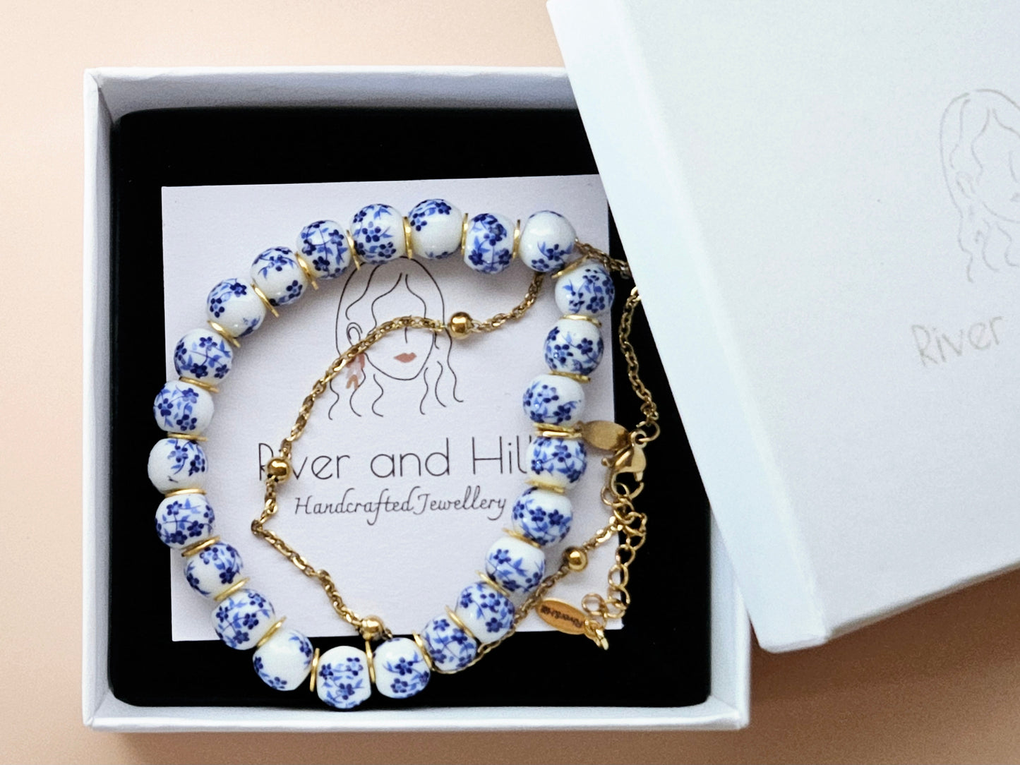 Stacking Bracelets Pearl and Porcelain Stack