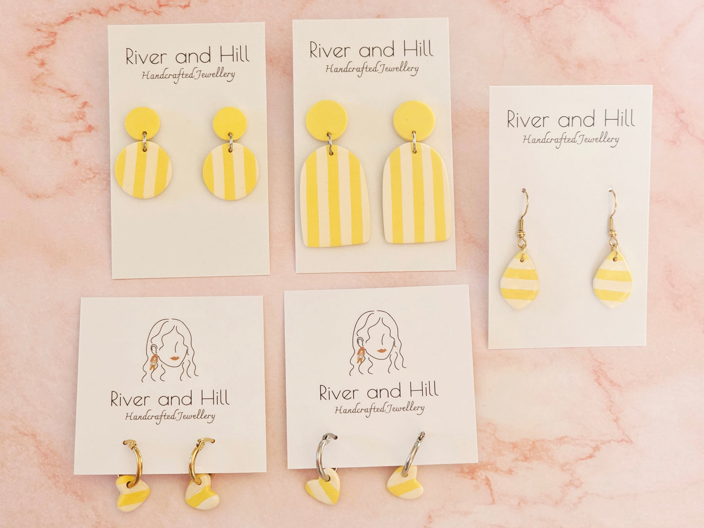 Striped Statement Earrings Yellow