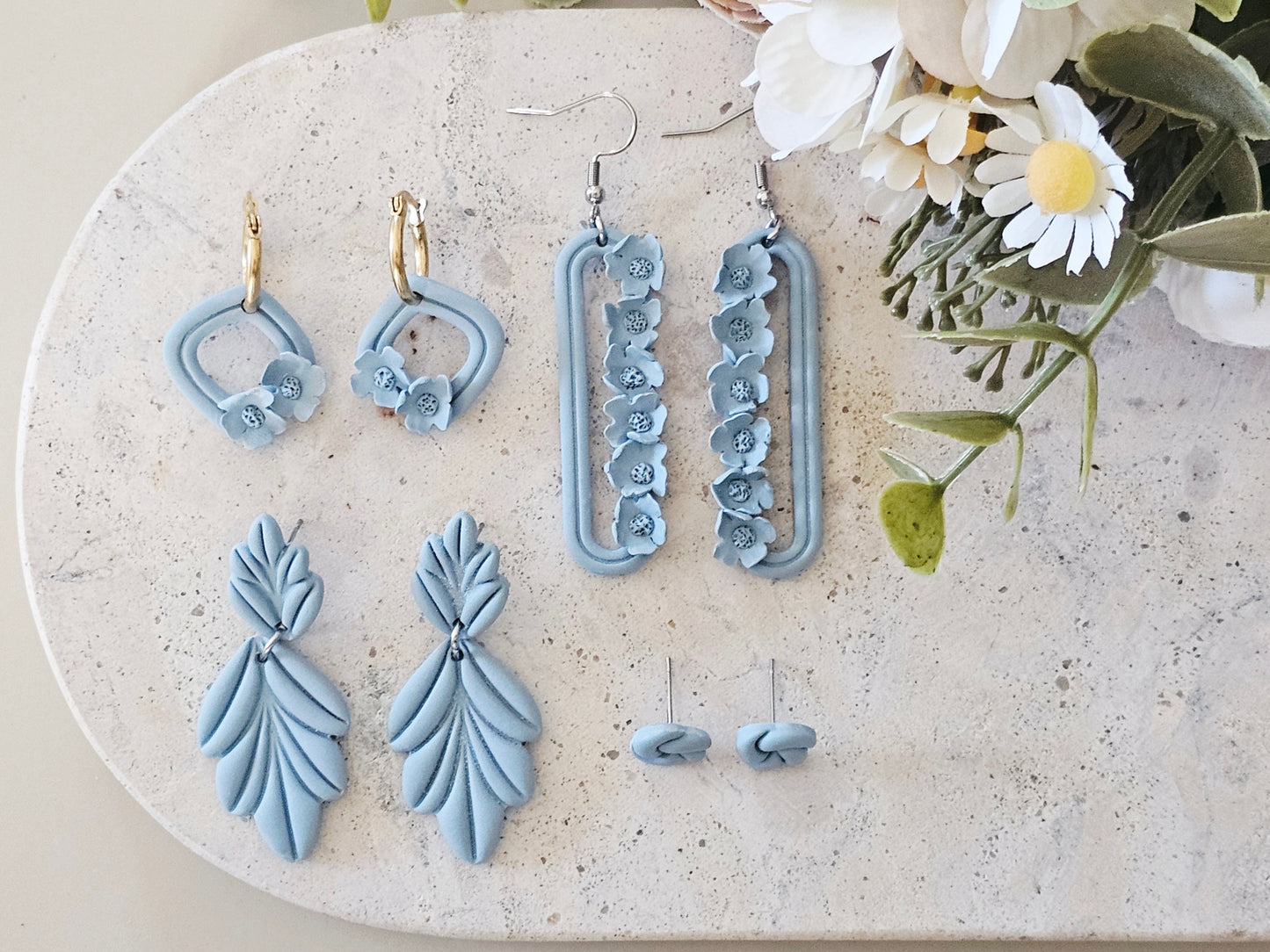 Daily Colour Powder Blue Floral Earrings