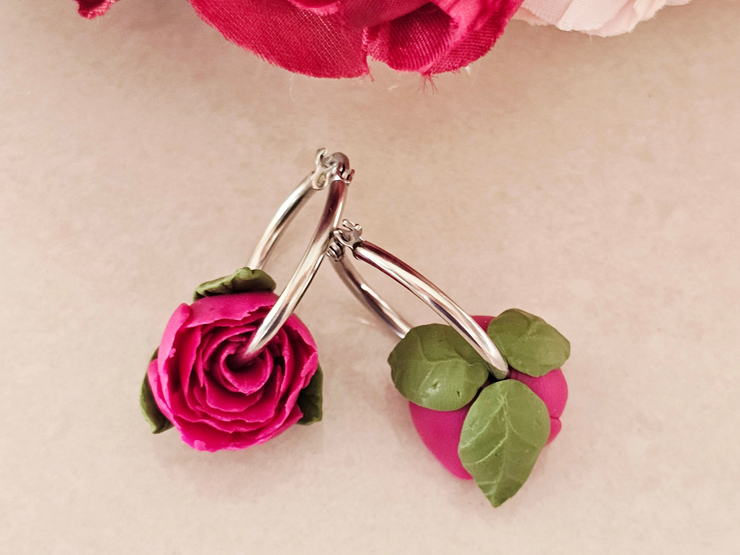 Peonies Magenta Hoops