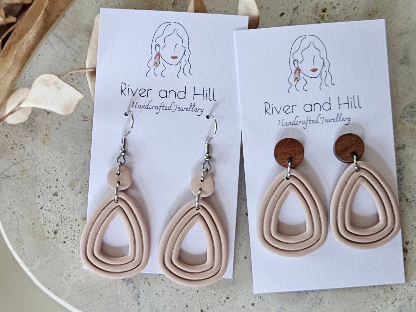 Essentials Almond Rose Wooden Earrings