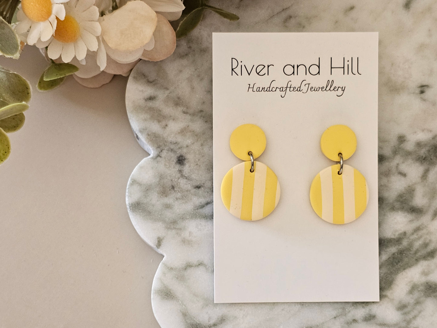 Striped Earrings Yellow